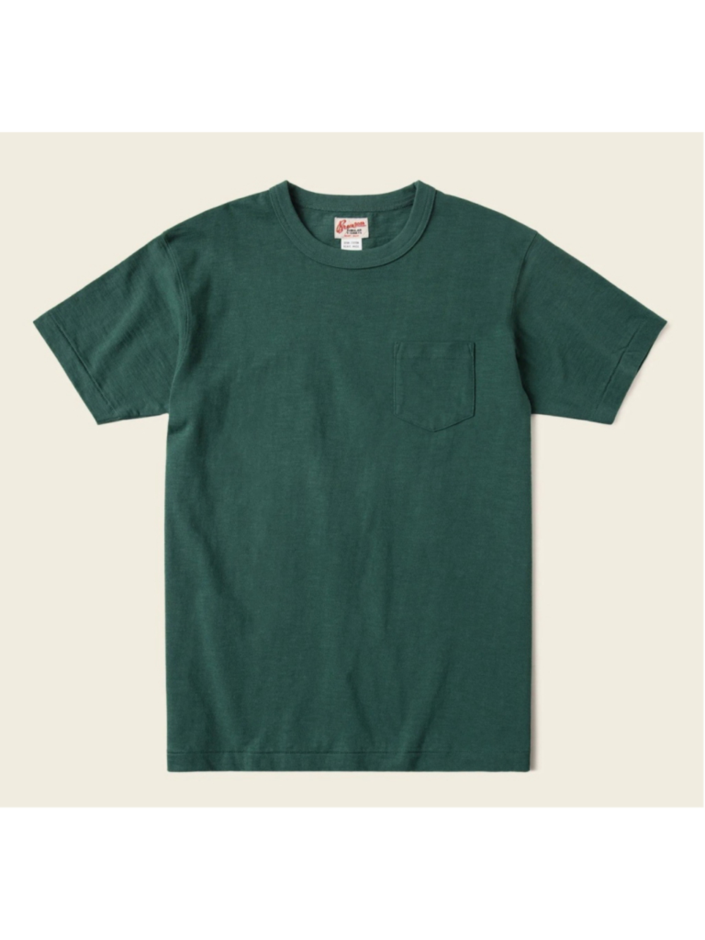 Loopwheel Tubular Slub Cotton Pocket T-Shirt Green Bronson Size S🇺🇸ship